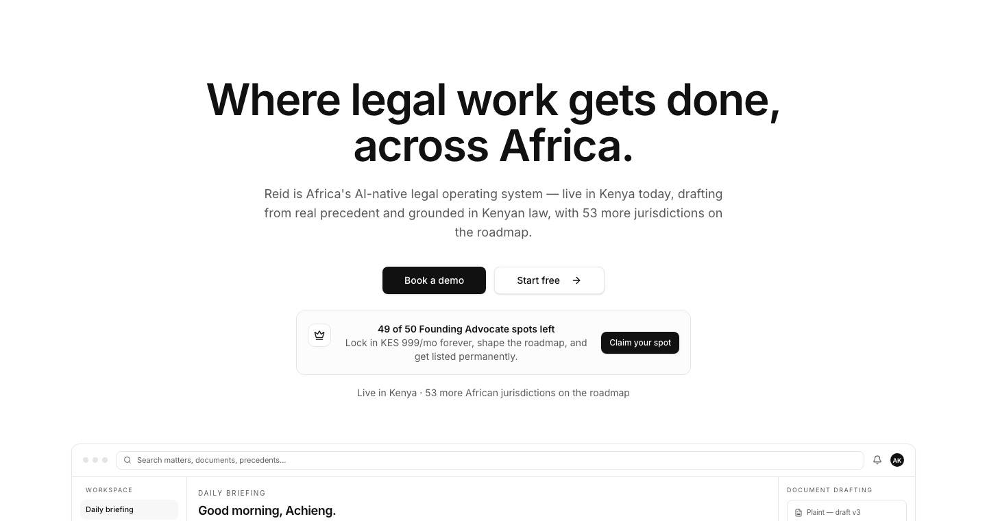 Reid landing page